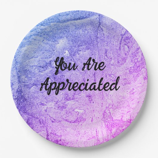 Je bent Abstract Roze Blauw dankbaar Papieren Bordje (Voorkant)