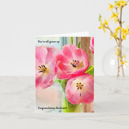 Je bent allemaal volwassen Afstuderen Kaart (Gele Bloem)