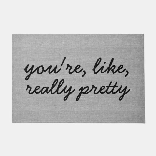 Je bent als echt  rustig chic burlap linen deurmat (Voorkant)