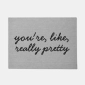 Je bent als echt rustig chic burlap linen deurmat (Voorkant)