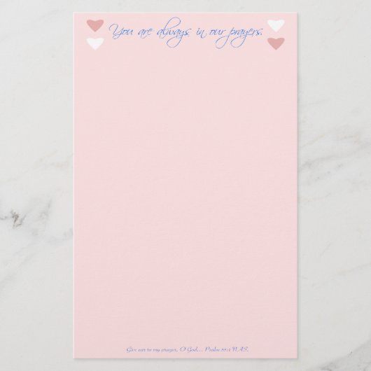 Je bent altijd al in onze gebedenbank briefpapier (Voorkant)