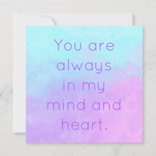 Je bent altijd in mijn gedachten en hartpasta Kaar (Voorkant)