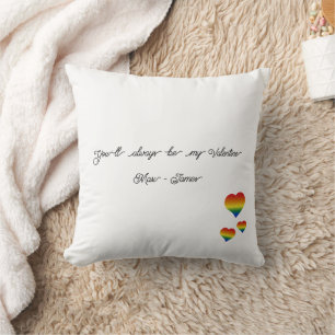 Je bent altijd mijn Valentijn LGBT Harten Vlag Kussen