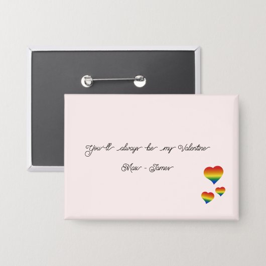 Je bent altijd mijn Valentijn LGBT Hartenvlag Button (Voorkant / Achterkant)