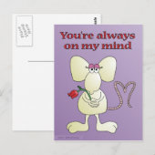 "Je bent altijd op mijn gedachten" briefkaart (Voorkant / Achterkant)