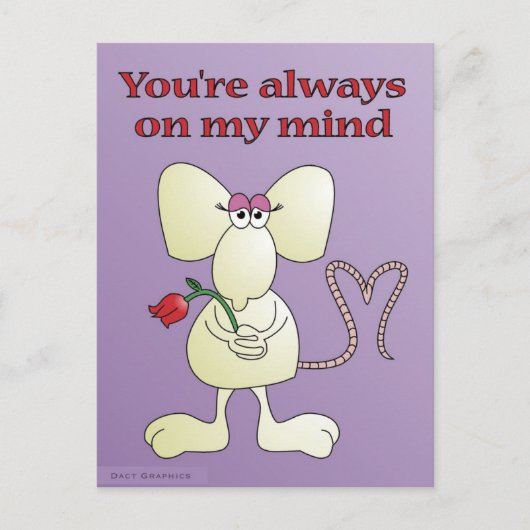 "Je bent altijd op mijn gedachten" briefkaart (Voorkant)