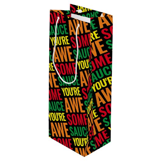 Je bent Awesomesaus! Wereld Compliment Day Wijn Cadeautas (Voorkant Gekanteld)