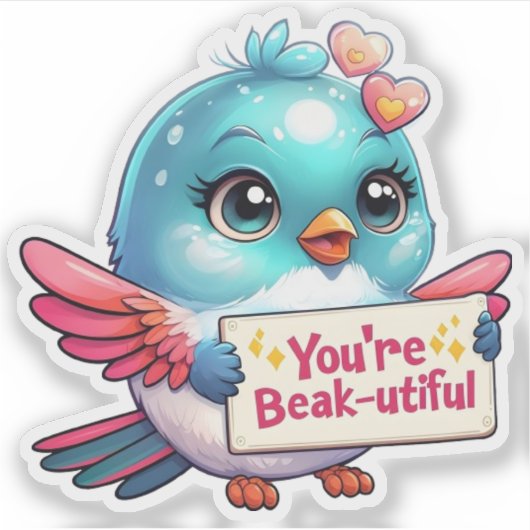 Je bent Beak-utiful Hummingbird Positivity Sticker (Voorkant)