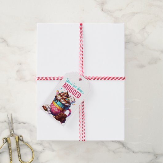 Je bent beroofd Schattigee hete cacao kerst Cadeaulabel (Met Touw)