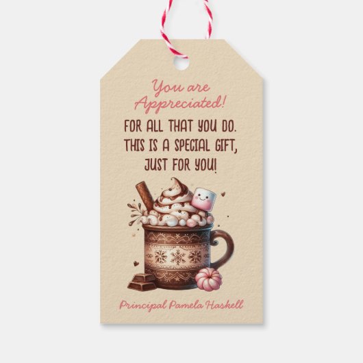 Je bent beroofd Schattigee hete cacao vakantie Cadeaulabel (Achterkant)