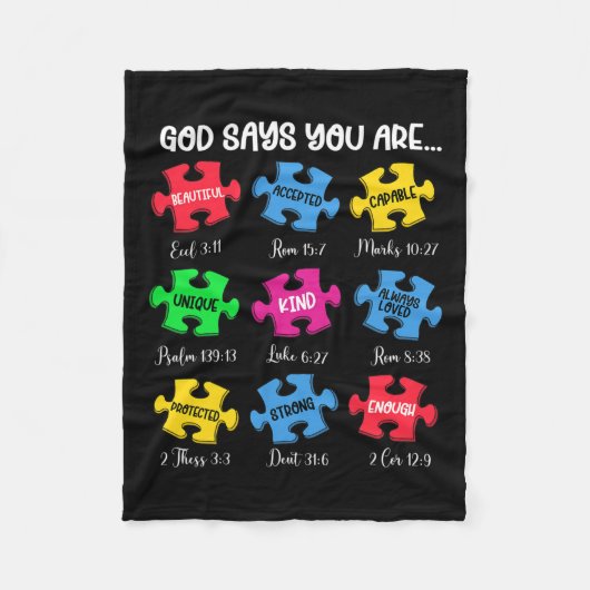 Je bent bewust van autisme Puzzle Bijbelversies Ch Fleece Deken (Voorkant)