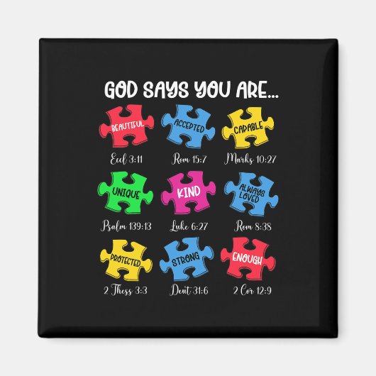 Je bent bewust van autisme Puzzle Bijbelversies Ch Magneet (Voorkant)