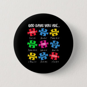 Je bent bewust van autisme Puzzle Bijbelversies Ch Ronde Button 5,7 Cm