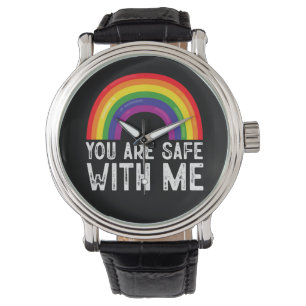 Je Bent Bij Mij In Veilige Handen LGBTQ Pride Maan Horloge