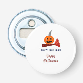 Je bent Booed fijn Halloween pompoen bezem sc Button Flesopener