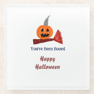 Je bent Booed fijn Halloween pompoen bezem sc Glazen Onderzetter