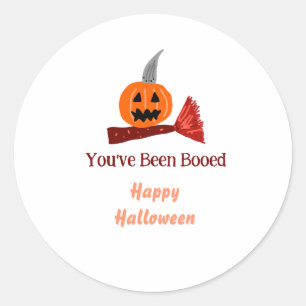 Je bent Booed fijn Halloween pompoen bezem sc Ronde Sticker
