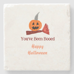 Je bent Booed fijn Halloween pompoen bezem sc Stenen Onderzetter