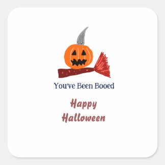 Je bent Booed fijn Halloween pompoen bezem sc Vierkante Sticker