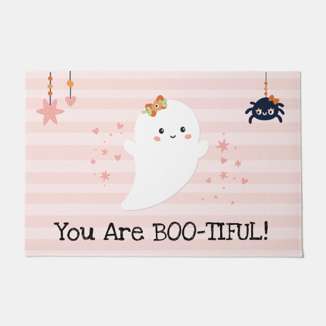 Je bent Booful Kawaii Ghost Pink Halloween Deurmat (Voorkant)