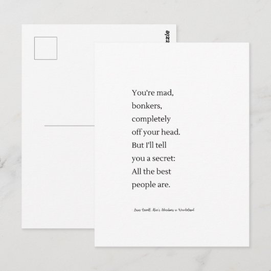 Je bent boos Alice in Wonderland typografie Wall A Briefkaart (Voorkant / Achterkant)