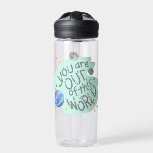 je bent buiten deze wereld waterfles (Voorkant)
