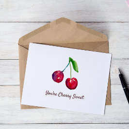 Je bent Cherry Sweet Waterverf Fruit Rood en Wit Bedankkaart