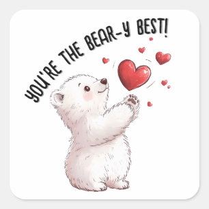 Je bent de beer-y beste..Polar Beer Valentijnsdag Vierkante Sticker