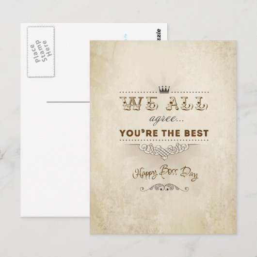 Je bent de beste, Happy Boss Dag Briefkaart (Voorkant / Achterkant)