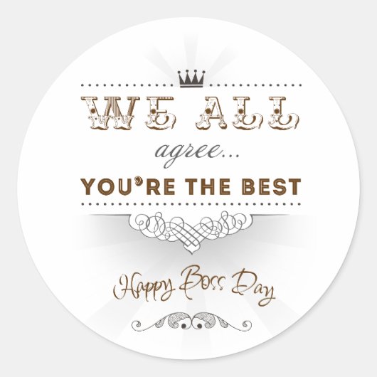 Je bent de beste, Happy Boss Dag Ronde Sticker (Voorkant)