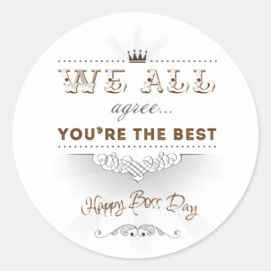Je bent de beste, Happy Boss Dag Ronde Sticker