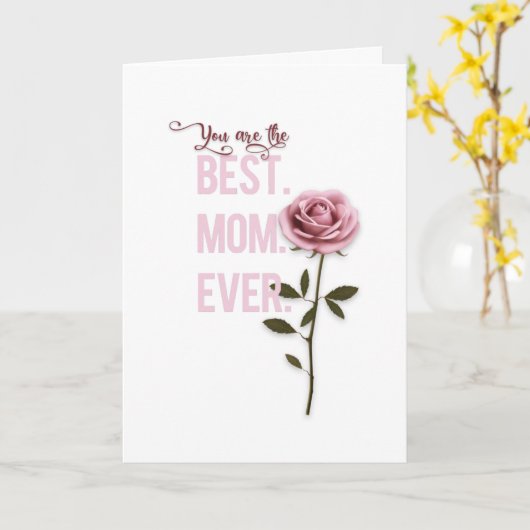 Je bent de beste mama ooit Moederdag roze Rose Kaart (Gele Bloem)