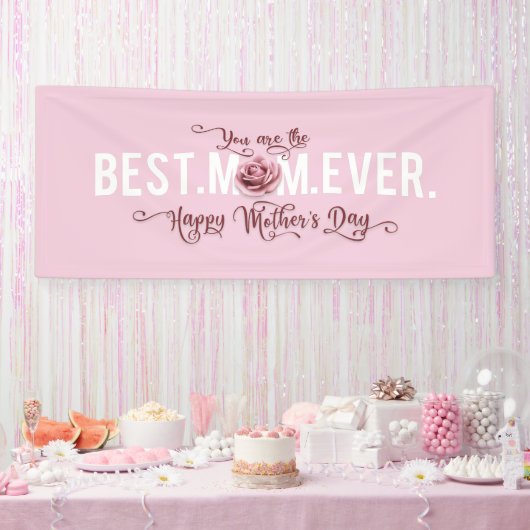 Je bent de beste mama ooit Moederdag roze Rose Spandoek (Feest)