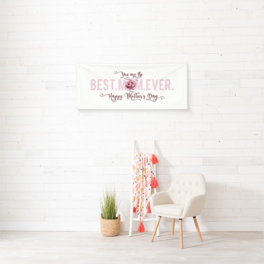 Je bent de beste mama ooit Moederdag roze Rose Spandoek (Insitu)