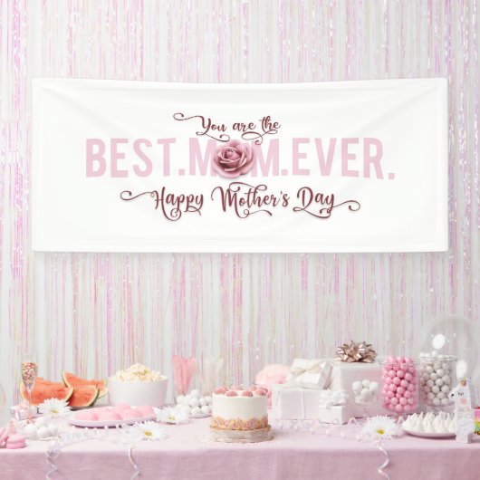 Je bent de beste mama ooit Moederdag roze Rose Spandoek (Feest)