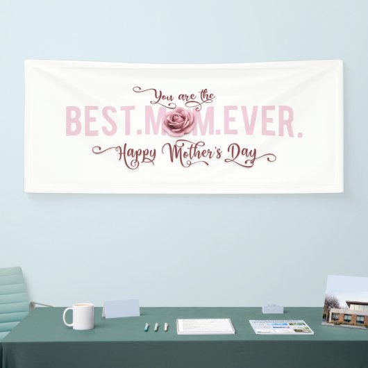 Je bent de beste mama ooit Moederdag roze Rose Spandoek (Beurs)