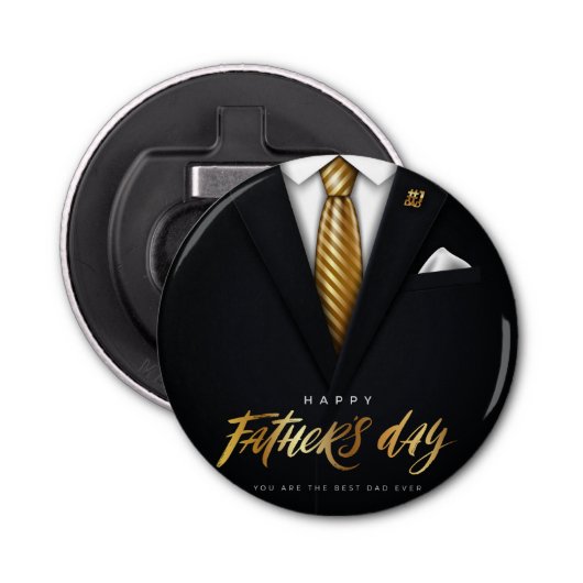 Je bent de beste pap ooit Black Gold Vaderdag Button Flesopener (Voorkant)