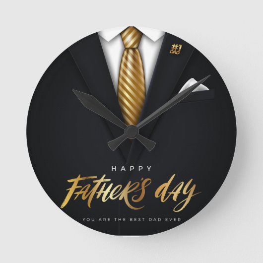Je bent de beste pap ooit Black Gold Vaderdag Ronde Klok (Voorkant)