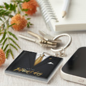 Je bent de beste pap ooit Black Gold Vaderdag Sleutelhanger (Voorkant Rechts)