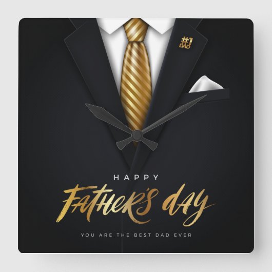 Je bent de beste pap ooit Black Gold Vaderdag Vierkante Klok (Voorkant)