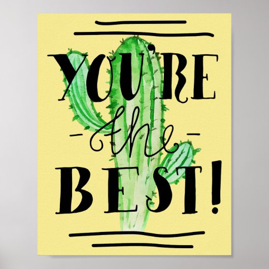 Je bent de beste Typografische Cactus Poster (Voorkant)