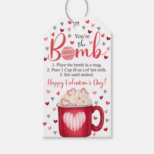 Je bent de Bomb Valentijnsdag Hot Cocoa Bomb Gif Cadeaulabel (Voorkant)