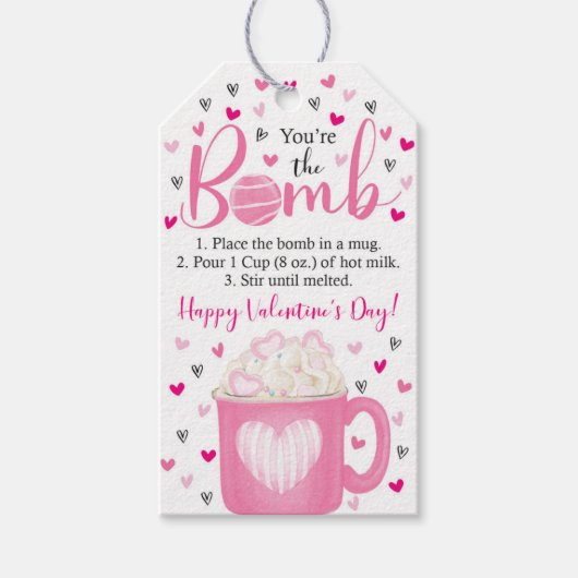 Je bent de Bomb Valentijnsdag Hot Cocoa Bomb Gif Cadeaulabel (Voorkant)