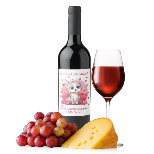 Je bent de Cat's Meow Valentijn Wijn Etiket