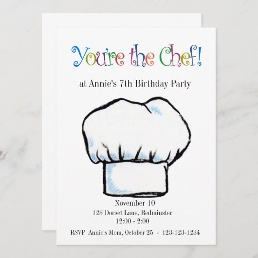 Je bent de Chef-uitnodiging Kaart (Voorkant / Achterkant)
