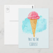 Je bent de coolste roze ijskegel briefkaart (Voorkant / Achterkant)