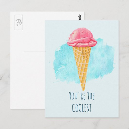 Je bent de coolste roze ijskegel briefkaart (Voorkant / Achterkant)