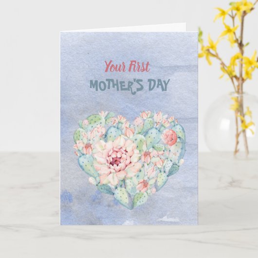 Je bent de eerste Moederdag Cactus Kaart (Gele Bloem)