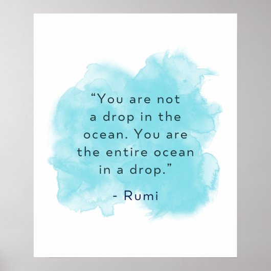 Je bent de hele oceaan in een druppel - Rumi Quote Poster (Voorkant)