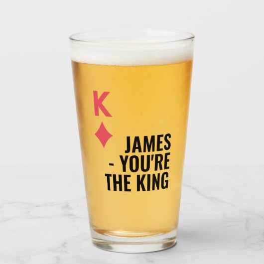 Je bent de koning Gepersonaliseerde Poker Beer Glas (Voorkant gevuld)